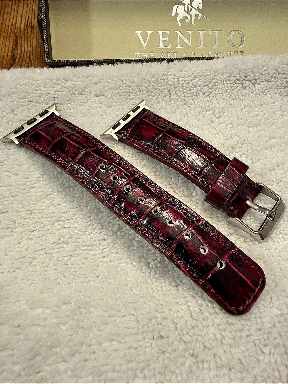 Venito Leather Watch Band 38mm for Apple Watch Burgundy & Brown